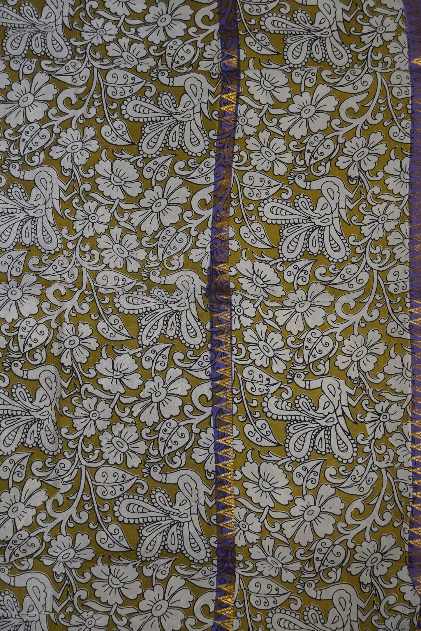Kalamkari Silk Saree - Purple
