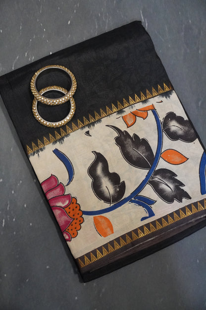 Kalamkari Silk Saree - Black