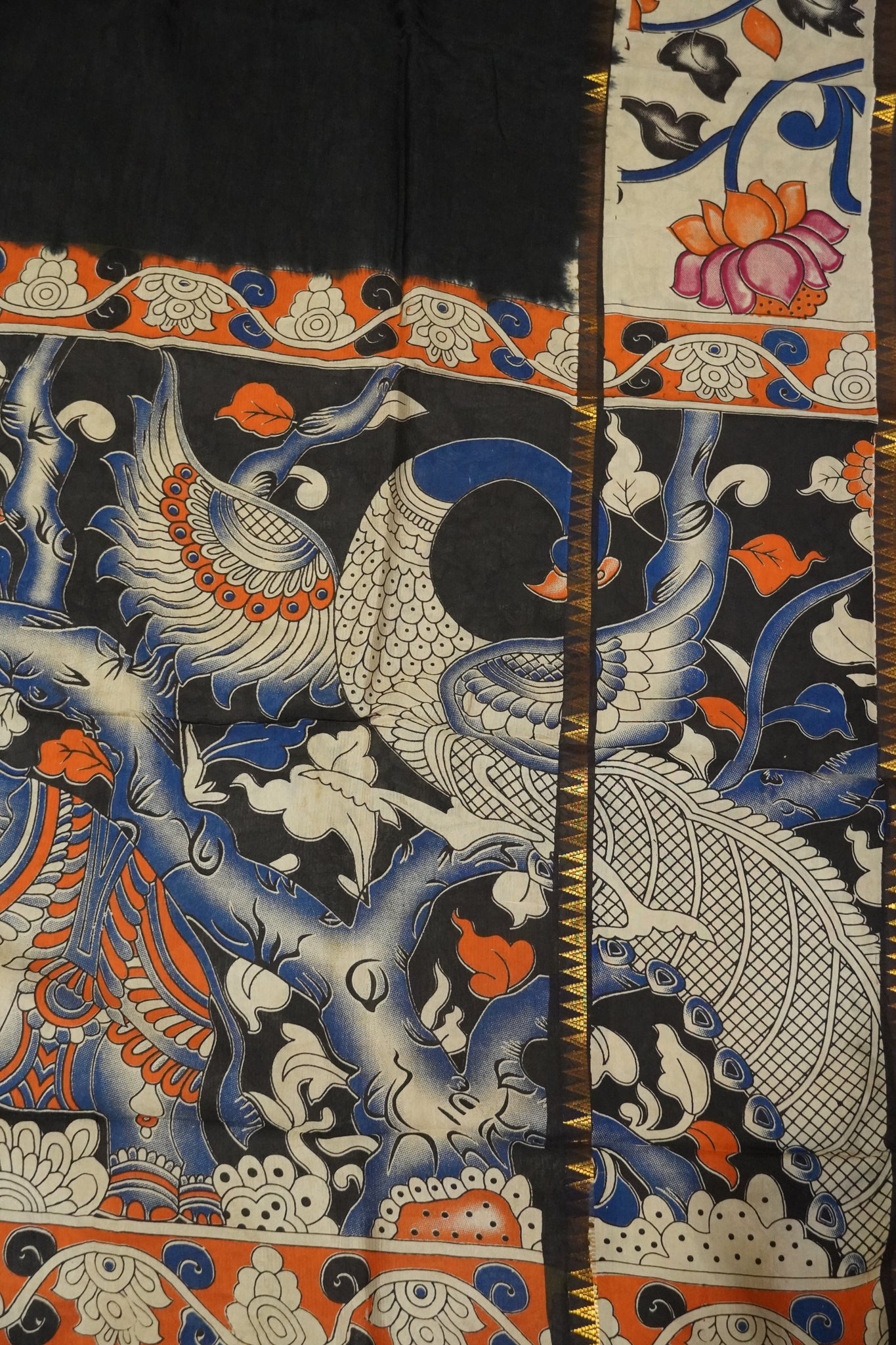 Kalamkari Silk Saree - Black