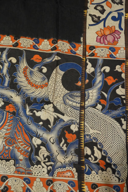 Kalamkari Silk Saree - Black