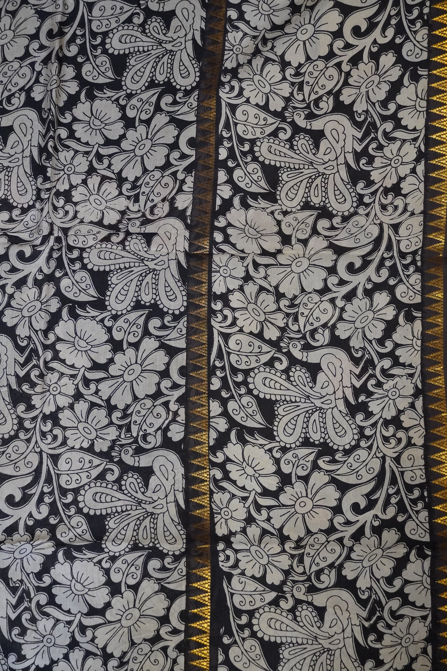 Kalamkari Silk Saree - Black