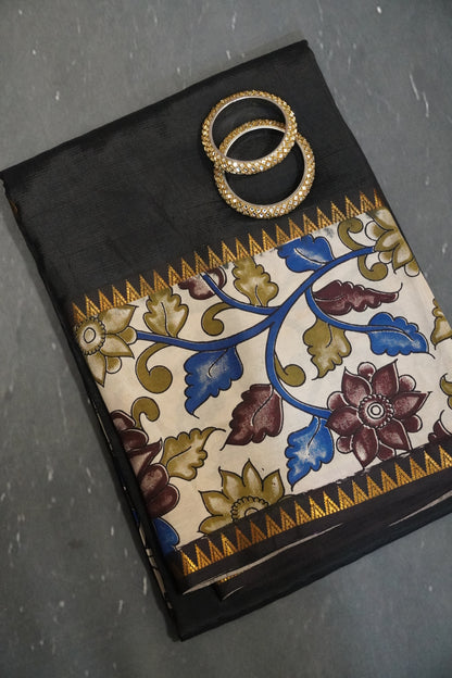 Kalamkari Silk Saree - Black