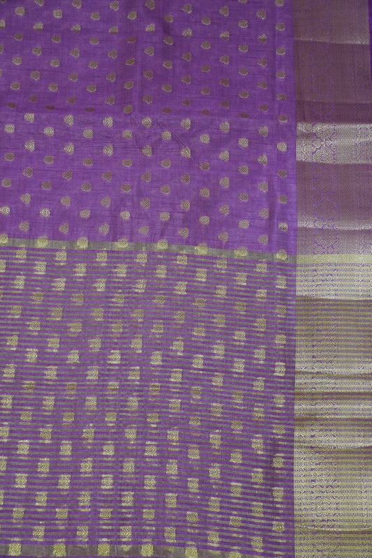Semi Tussar Saree-Zari Motif Purple