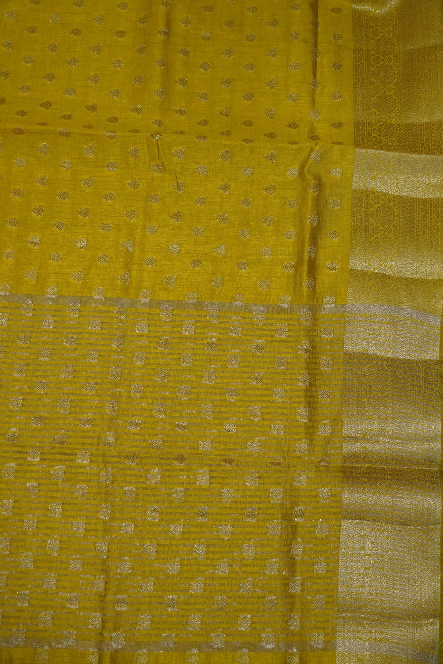 Semi Tussar Saree-Zari Motif Yellow