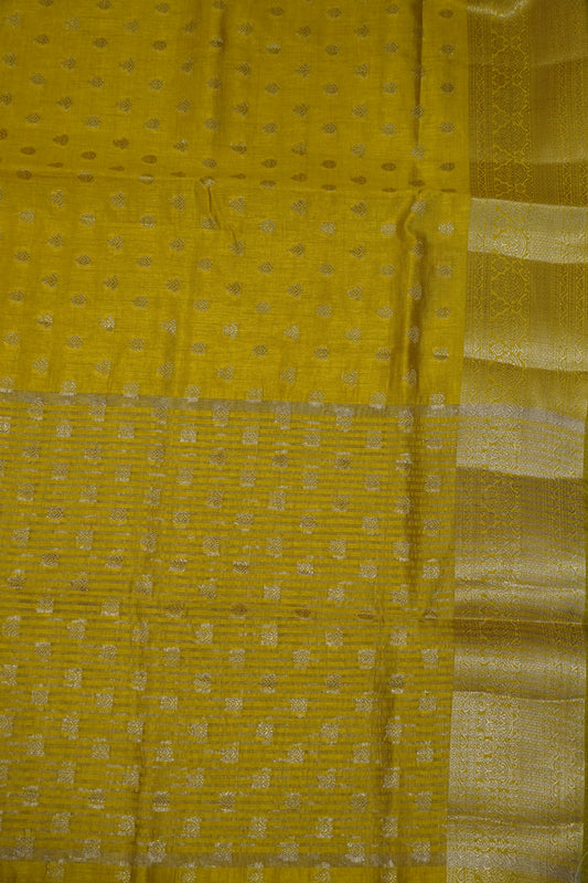 Semi Tussar Saree-Zari Motif Yellow