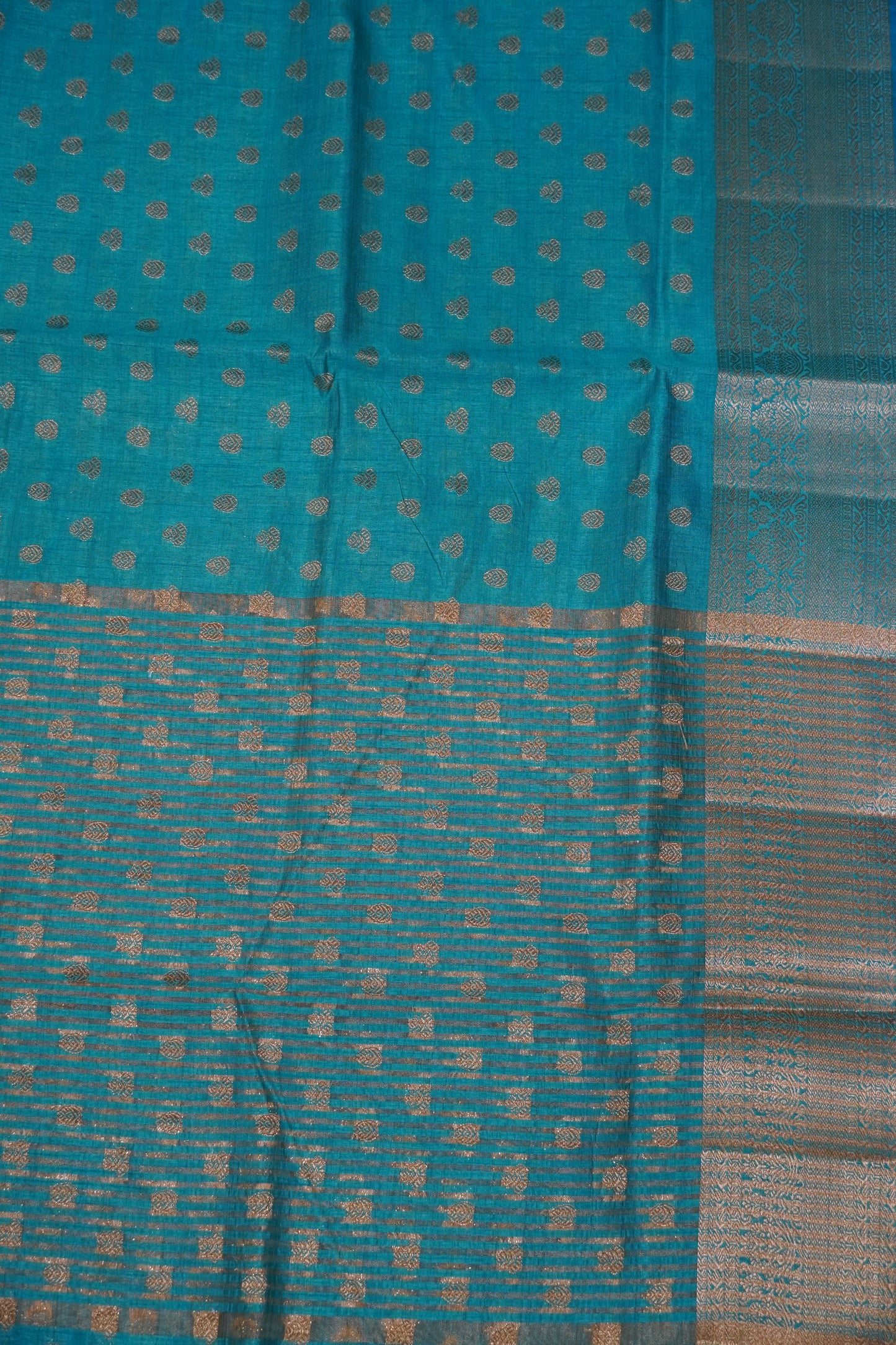 Semi Tussar Saree-Zari Motif Sky Blue