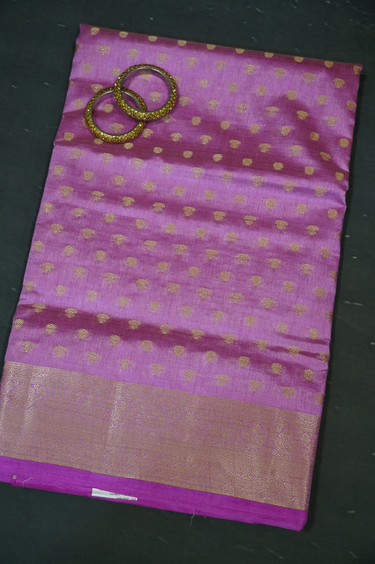 Semi Tussar Saree-Zari Motif Light Purple