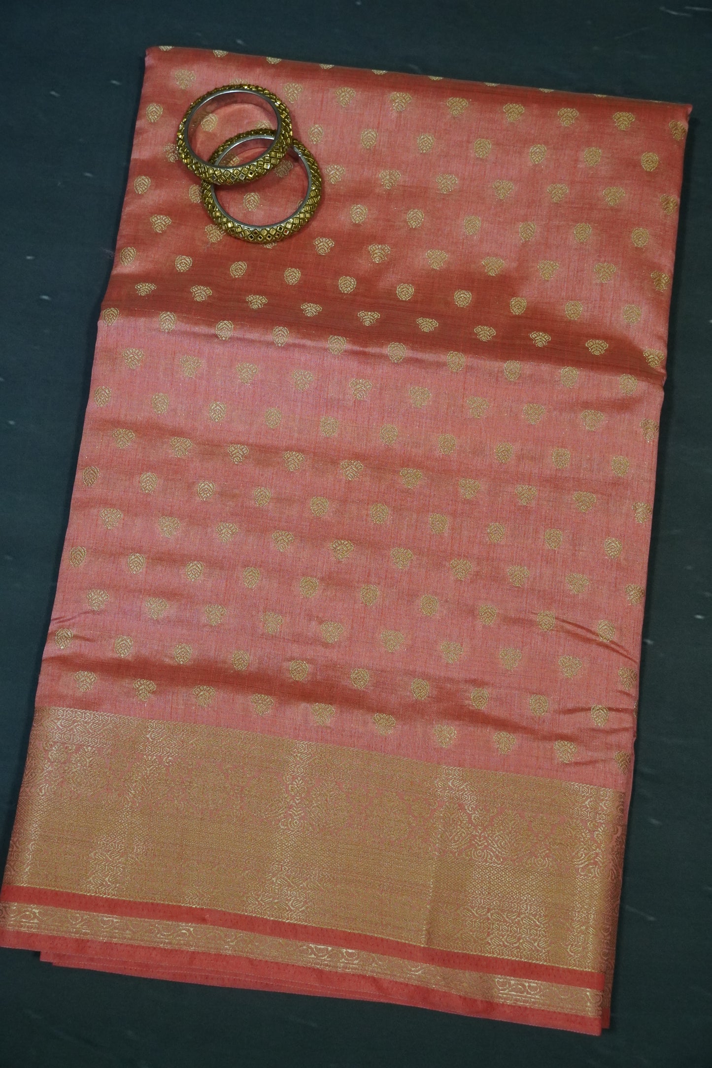 Semi Tussar Saree-Zari Motif Peach