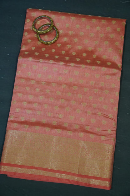 Semi Tussar Saree-Zari Motif Peach