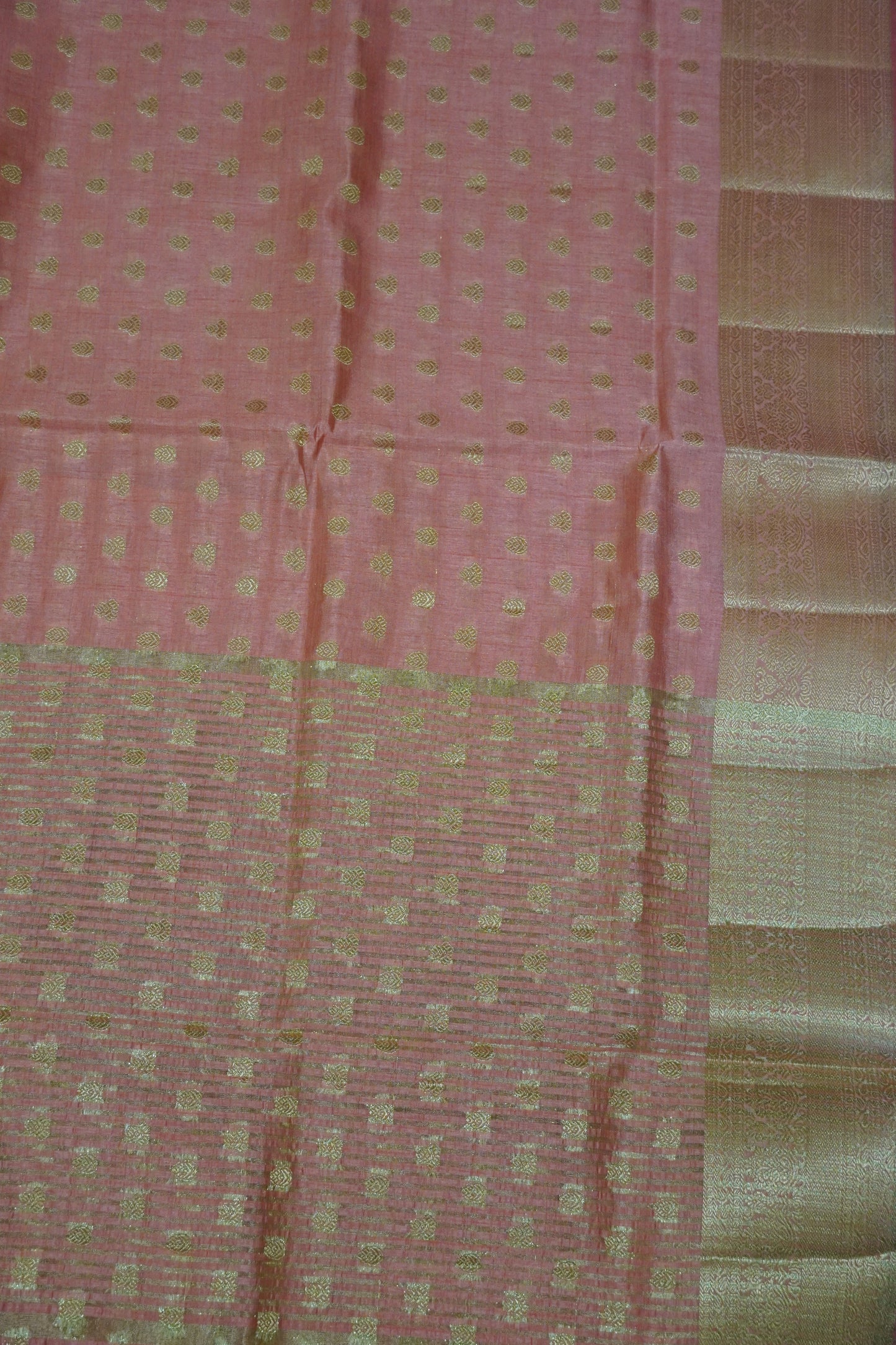 Semi Tussar Saree-Zari Motif Peach