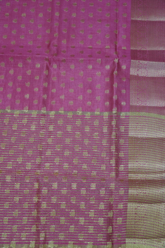 Semi Tussar Saree-Zari Motif Dark Pink