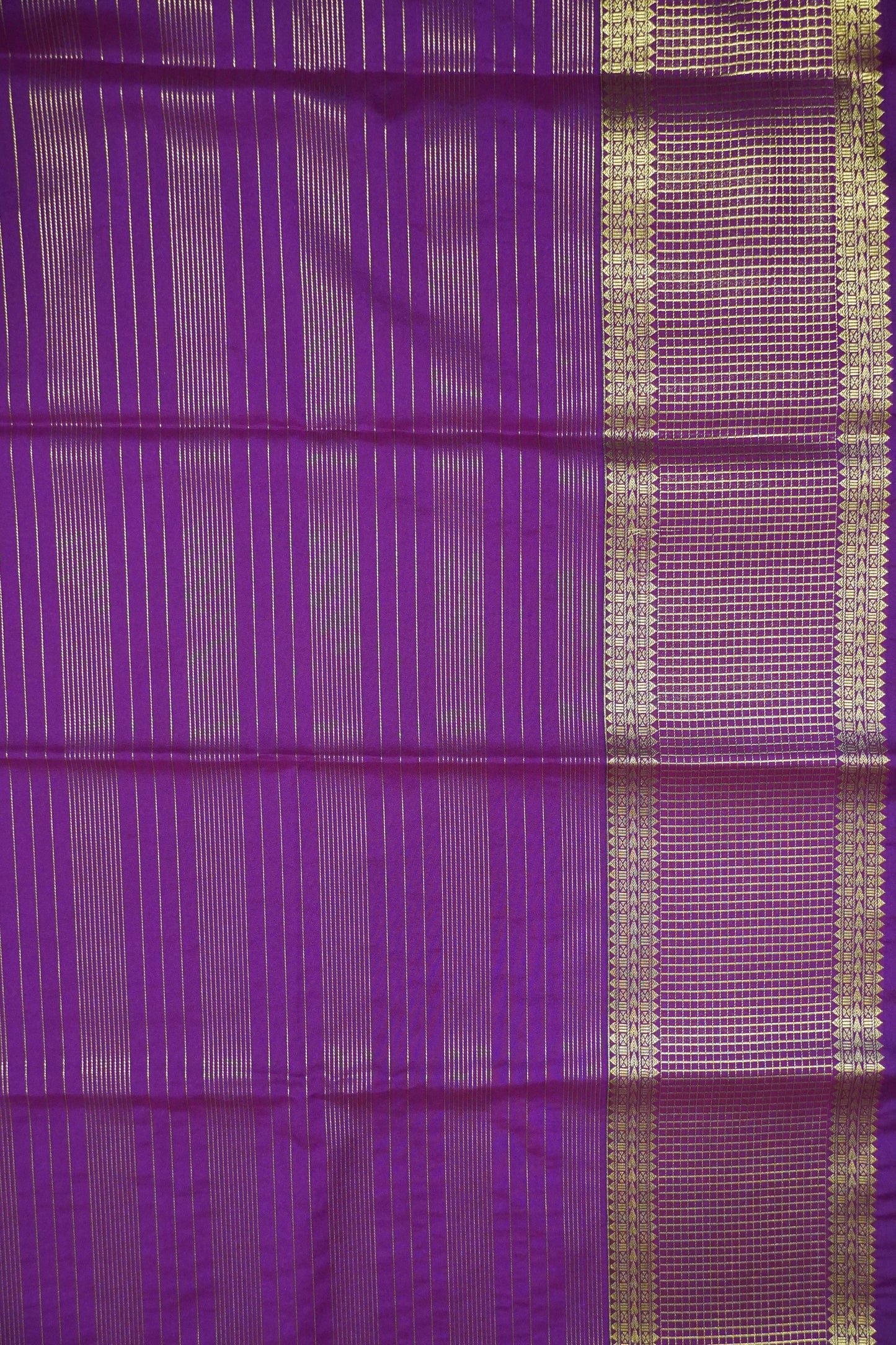 Semi Silk Saree - Checks Border Orange