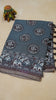 Semi Tussar Saree With Zari Checks And Figure Prints - Grey thumbnail
