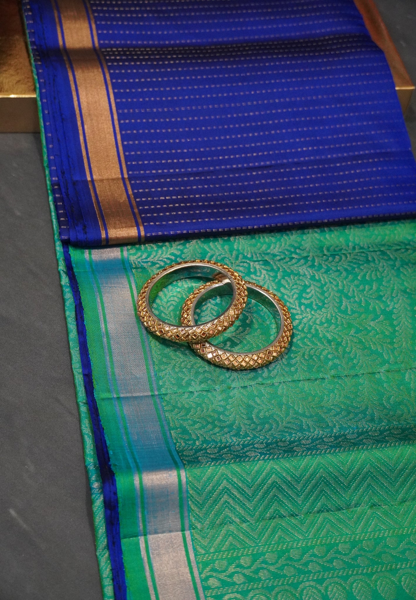 Pure Silk Saree - Zari Lines Royal Blue