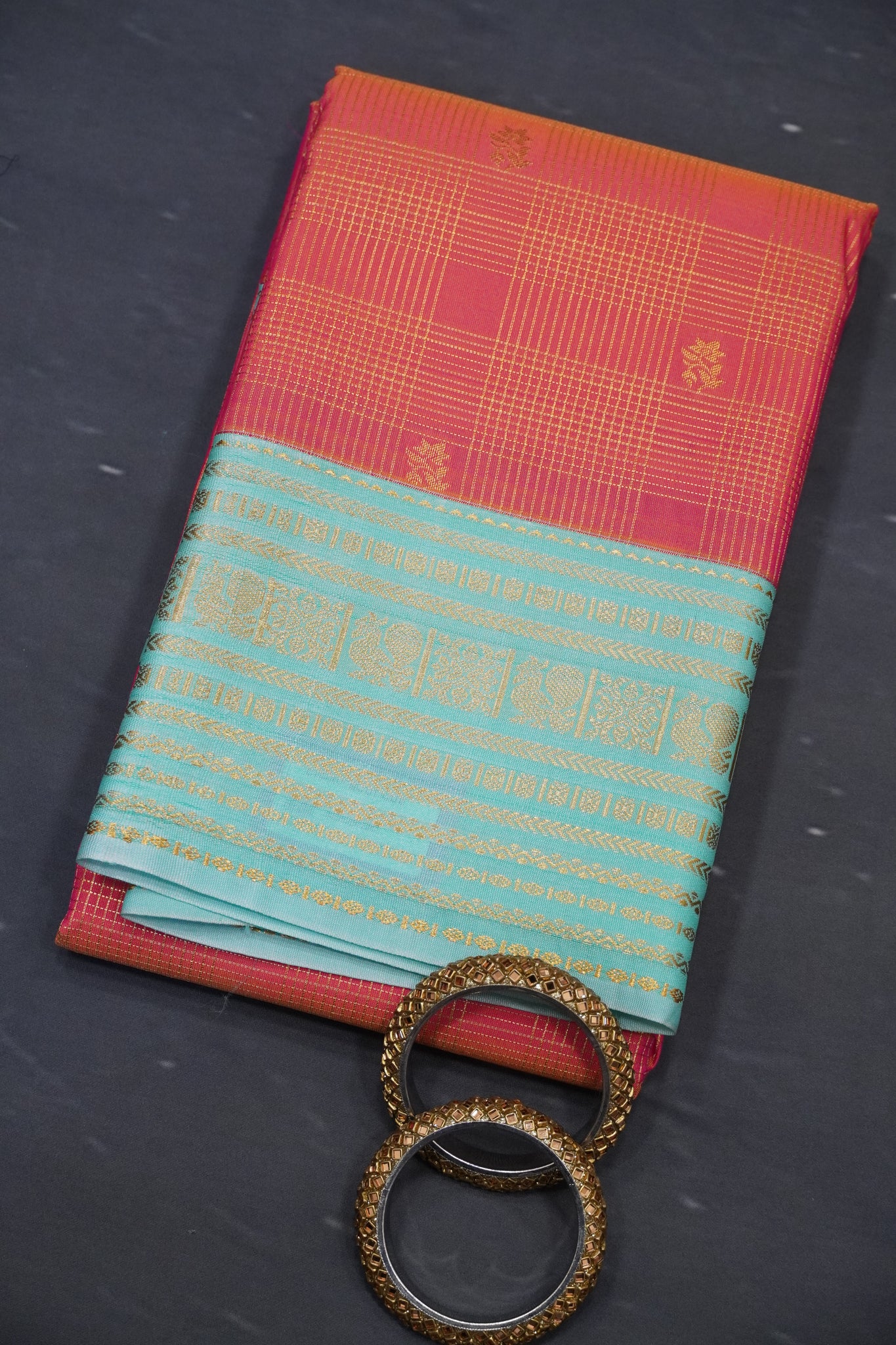Semi Silk Saree - Peach Pink