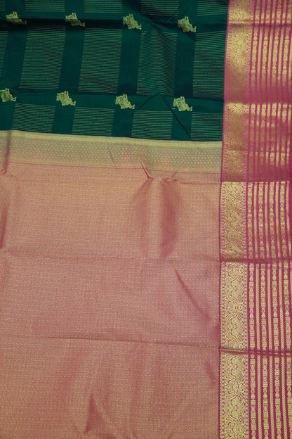 Semi Silk Saree - Bottle Green