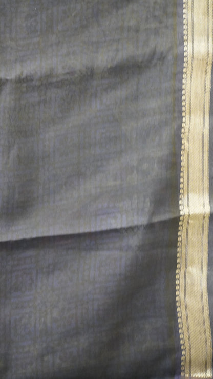 Malai Cotton Saree Flamingo Print - Green
