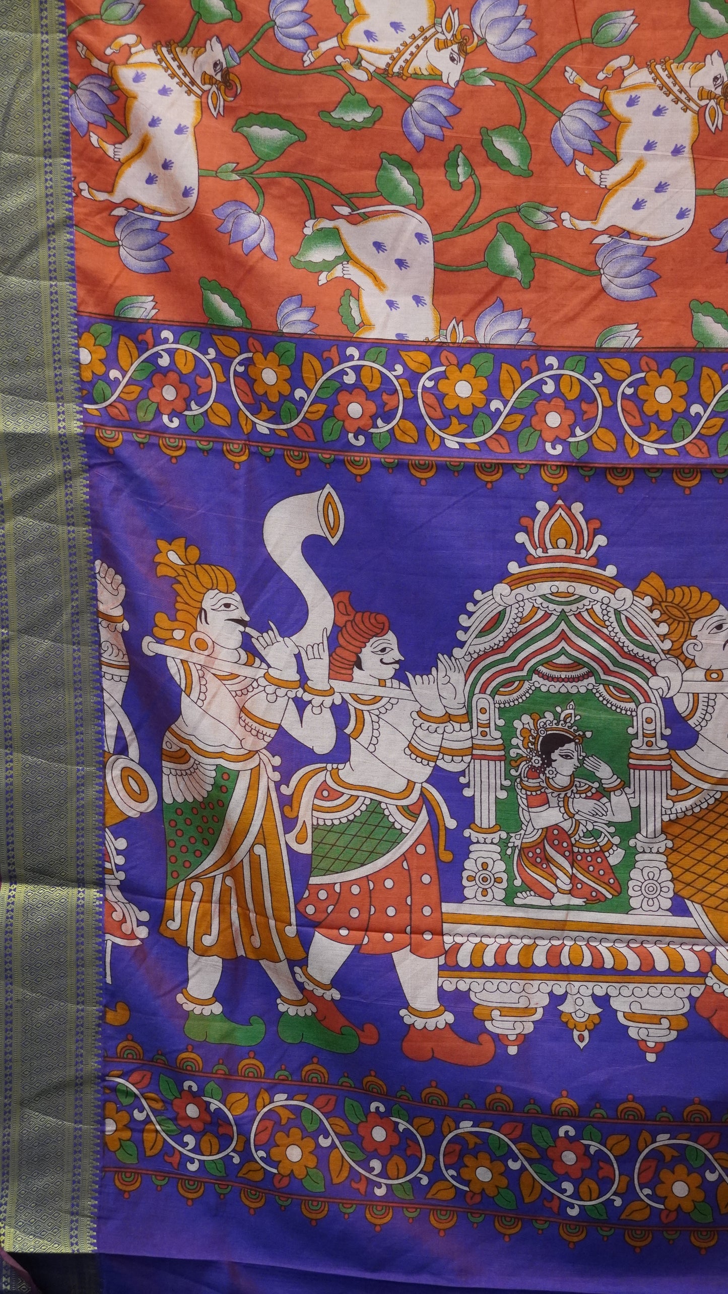 Semi Pattola Saree Pichwai Print - Red