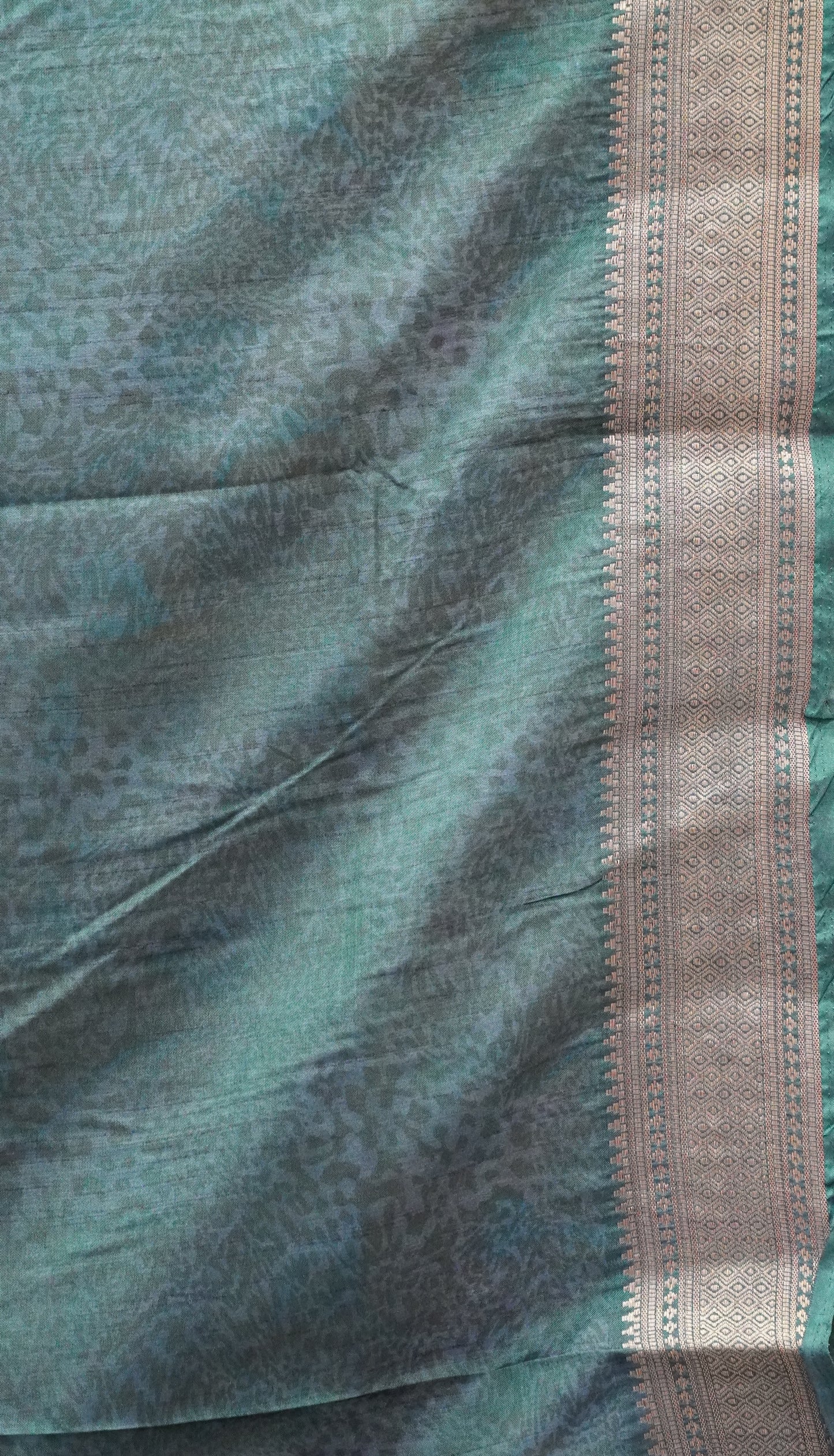 Semi Pattola Saree Pichwai Print - Olive Green