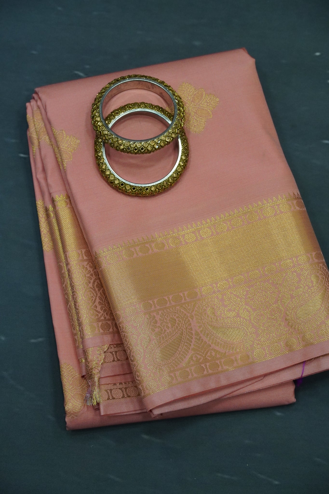 Semi Silk Saree - Kolam Buta Peach