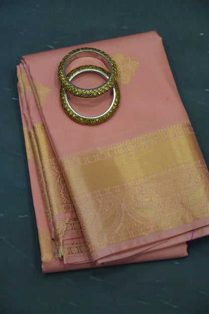Semi Silk Saree - Kolam Buta Peach