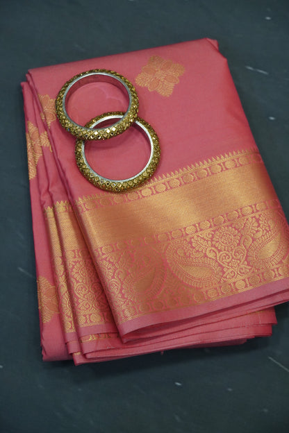 Semi Silk Saree - Kolam Buta Peach Pink