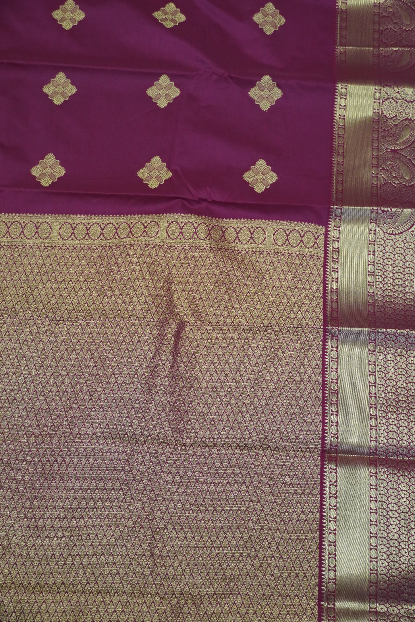 Semi Silk Saree - Kolam Buta Redish Maroon