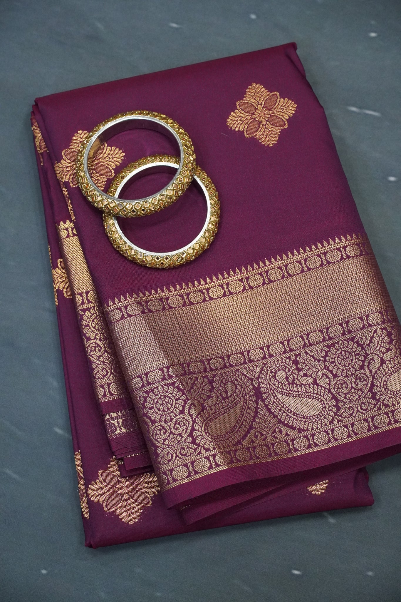 Semi Silk Saree - Kolam Buta Maroon