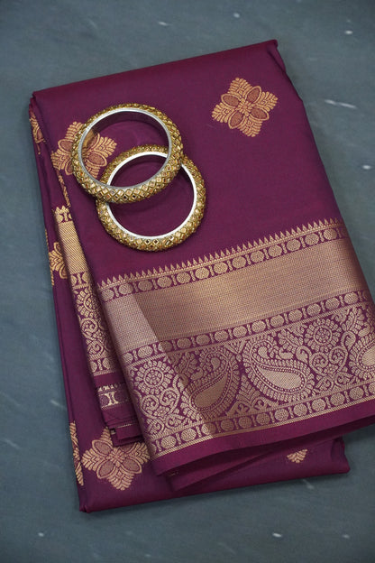 Semi Silk Saree - Kolam Buta Maroon