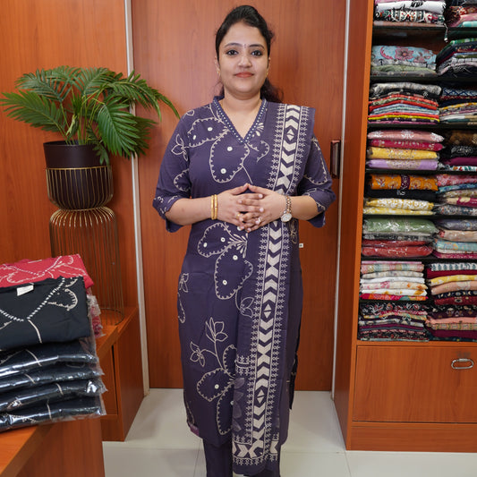 3 Pcs Kurti Set - Mirror Work