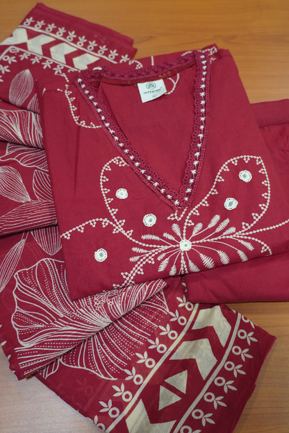 3 Pcs Kurti Set - Mirror Work