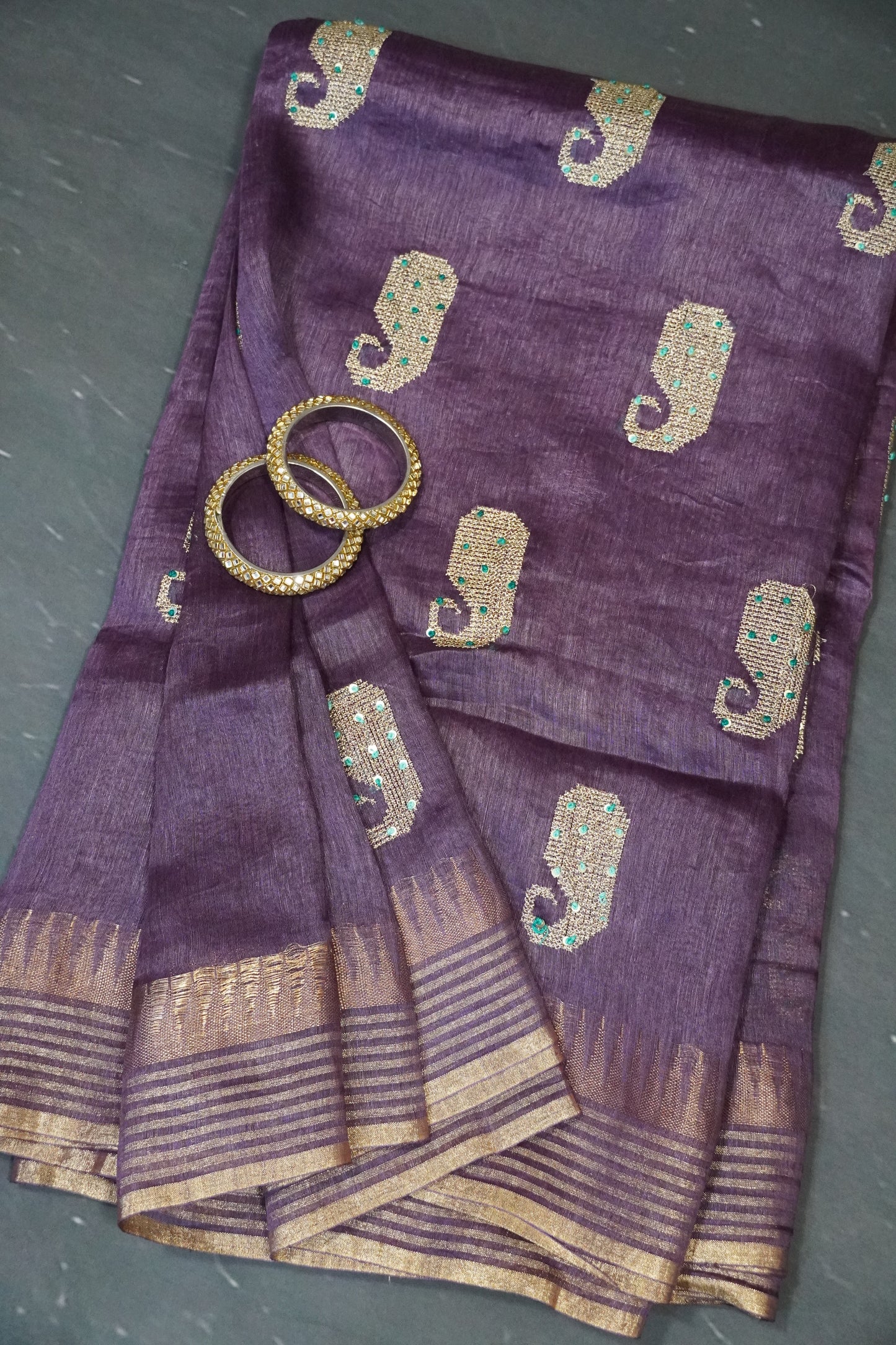 Pure Tussar Saree - Purple