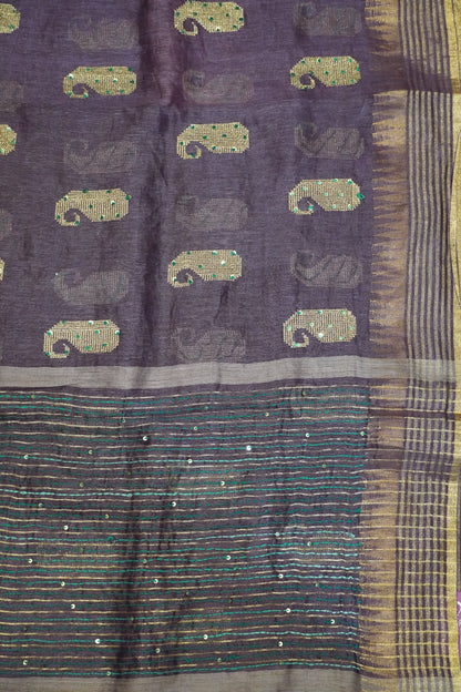 Pure Tussar Saree - Purple