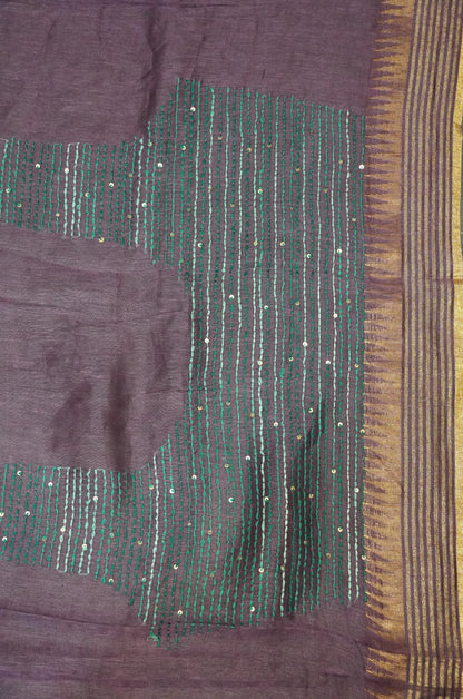 Pure Tussar Saree - Purple