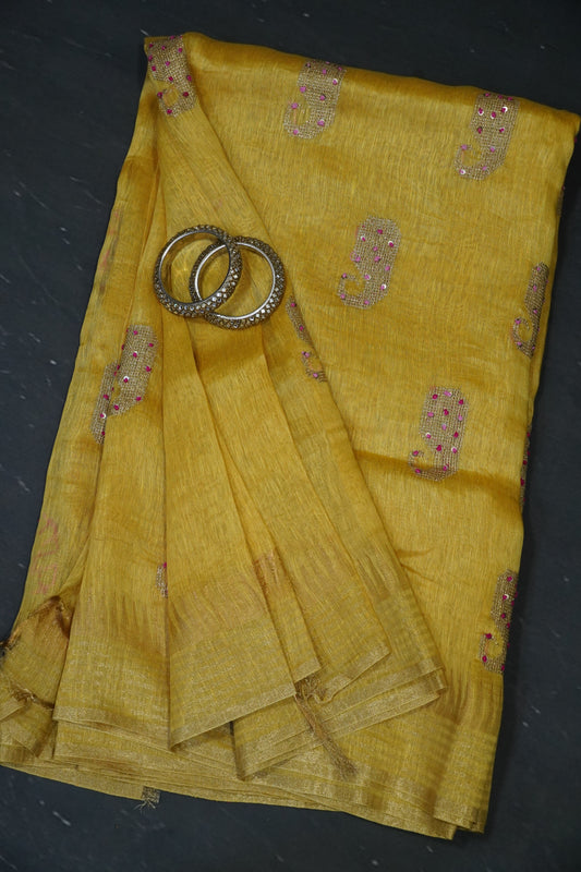 Pure Tussar Saree - Yellow