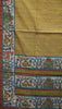 Semi Tussar Saree With French Knot & Kantha Work Zig Zag Checkered Pattern - Mehandi Green thumbnail