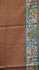 Semi Tussar Saree With French Knot & Kantha Work Zig Zag Checkered Pattern - Mehandi Green thumbnail