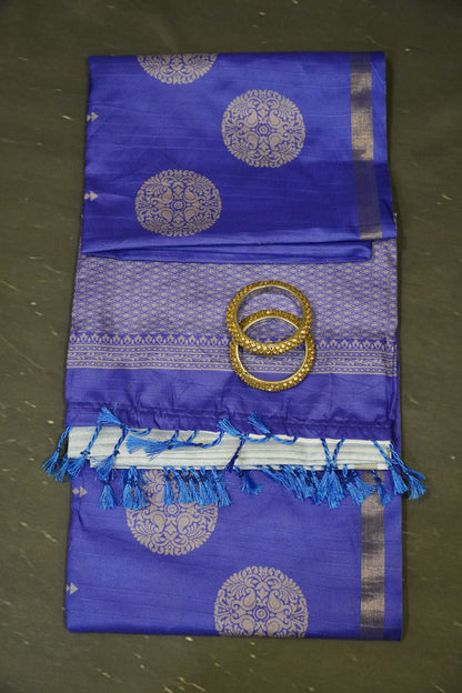 Semi Tussar Saree - Round Motif Lavender
