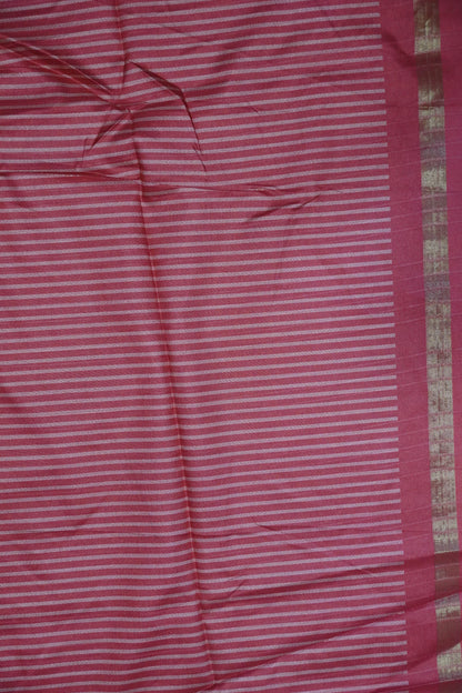 Semi Tussar Saree - Round Motif Red