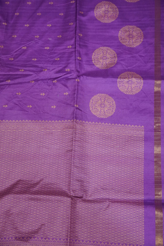 Semi Tussar Saree - Round Motif Purple
