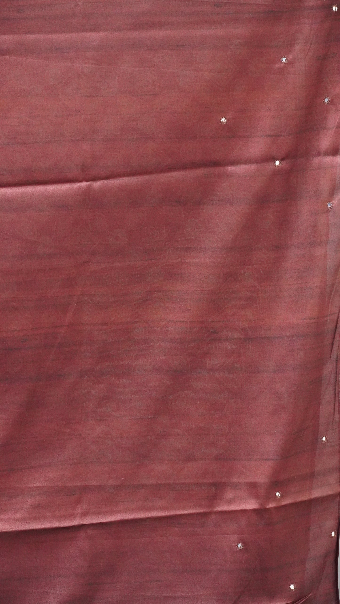 Semi Tussar Saree Ajrakh Print With Mirror Work - Maroon