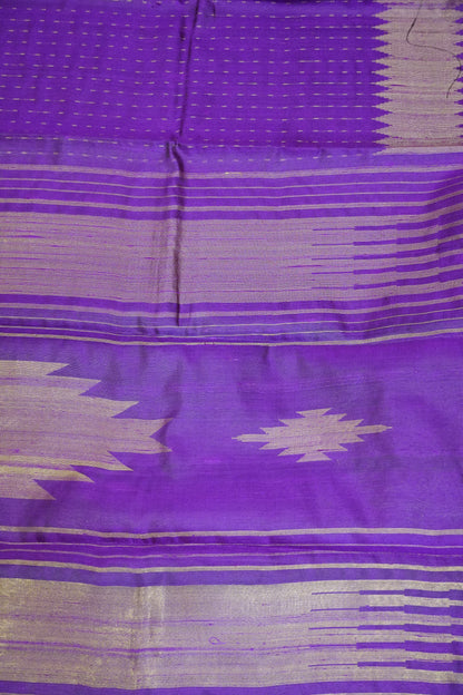 Dupion Silk Saree-Tower Border Purple
