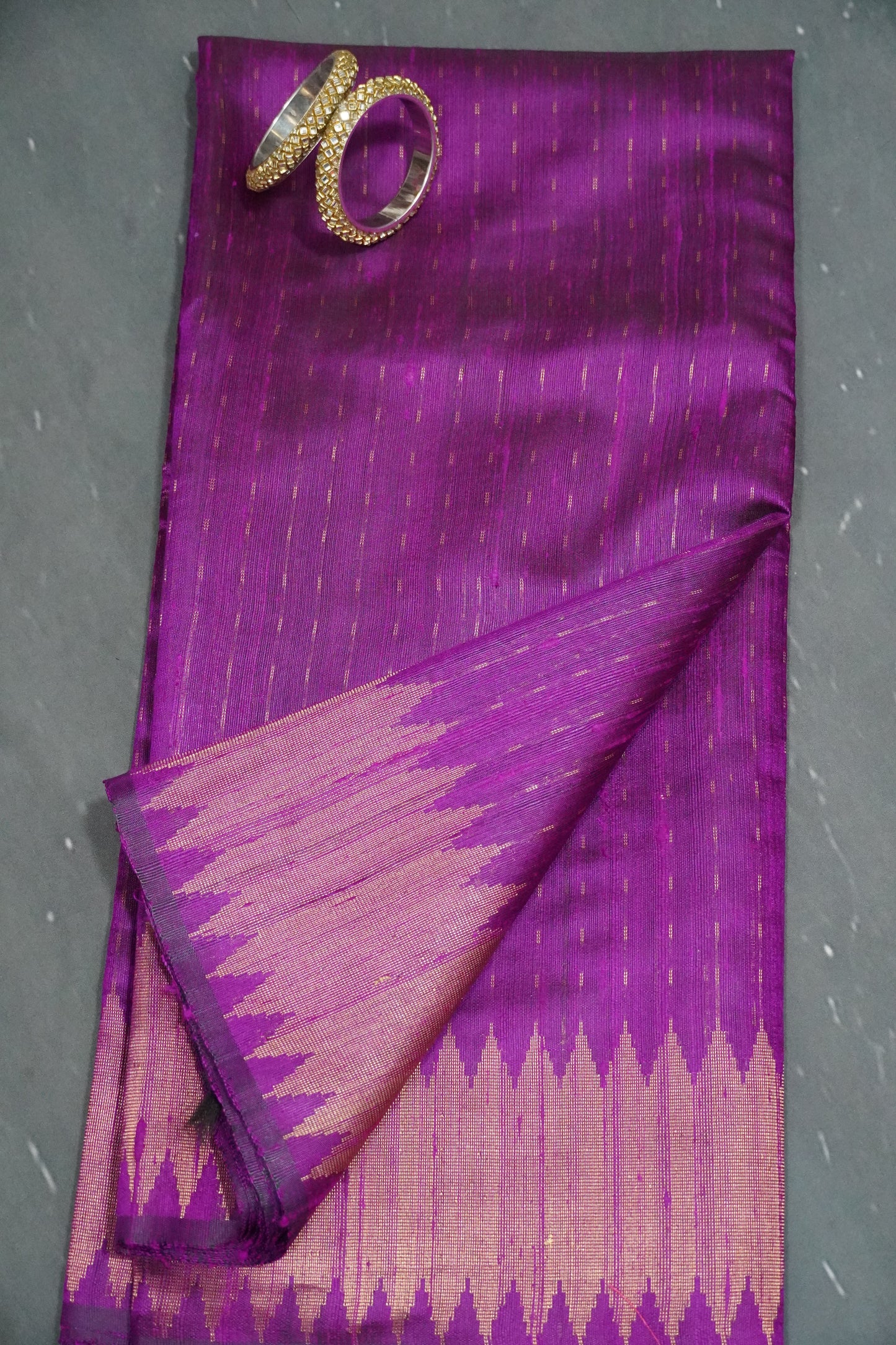 Dupion Silk Saree-Tower Border Purple