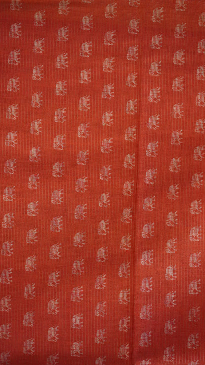 Semi Tussar Saree Ikkat Print - Black to Red