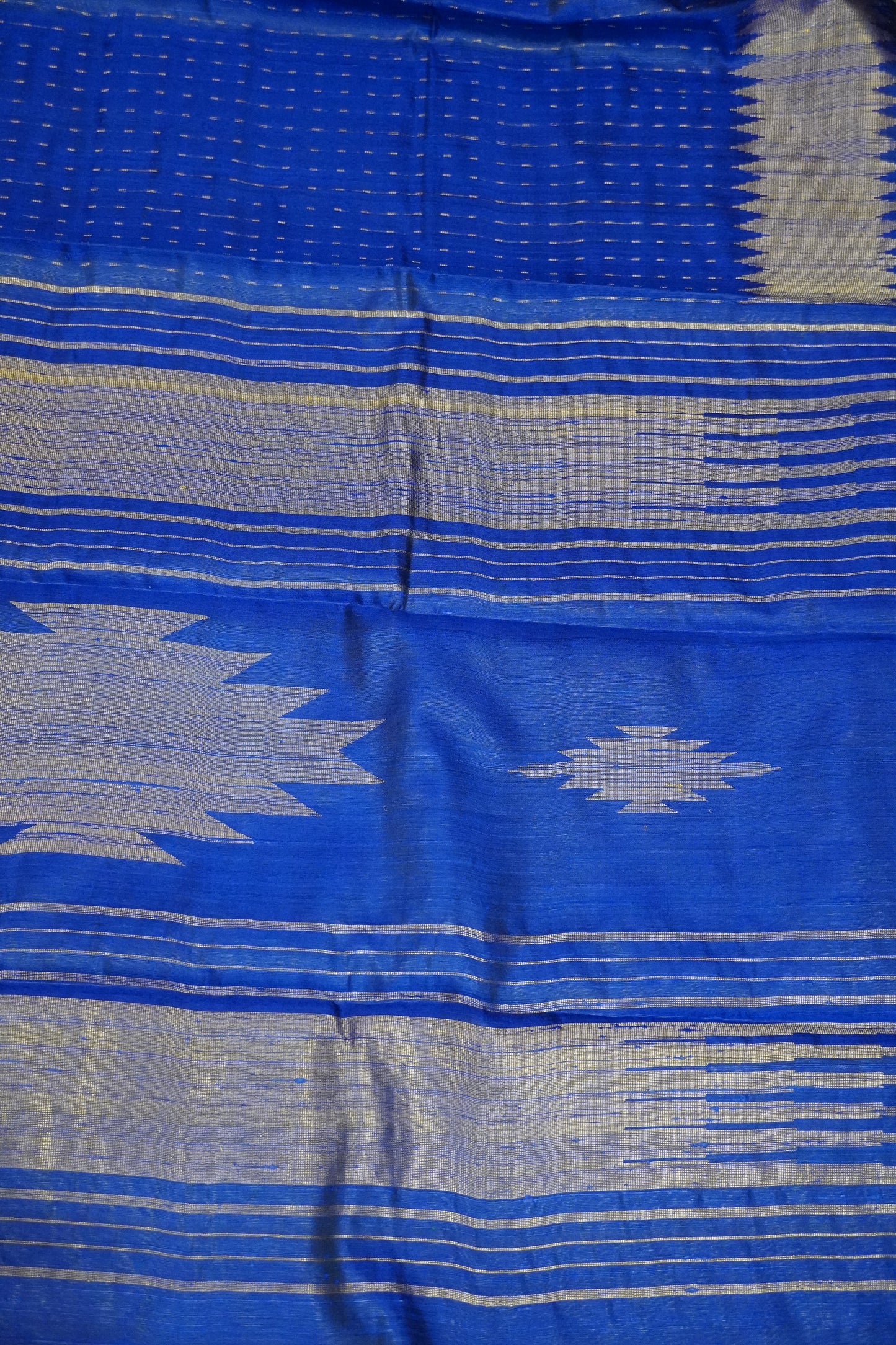 Dupion Silk Saree-Tower Border Blue