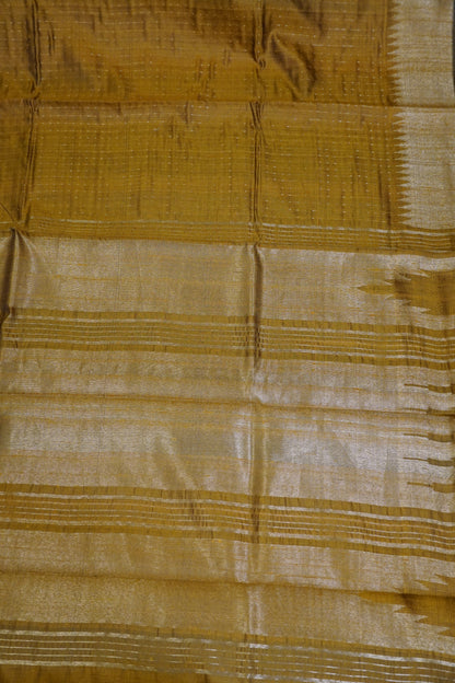 Dupion Silk Saree-Tower Border Mustard