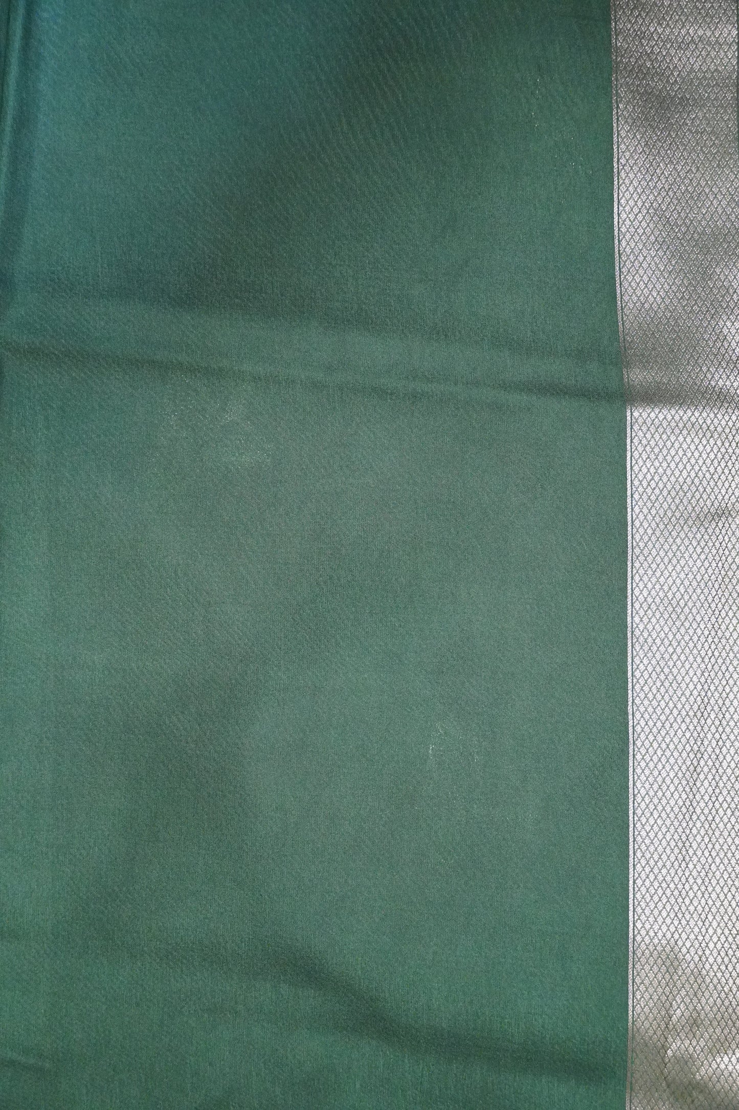 Banarasi Crepe Saree - Crane Design - Sage Green