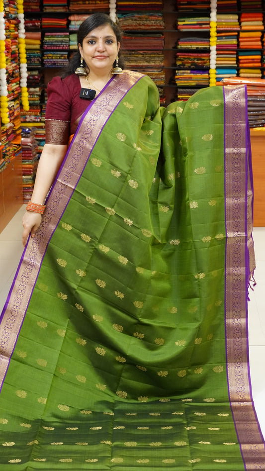 Pure Soft Silk Saree - Green - Violet