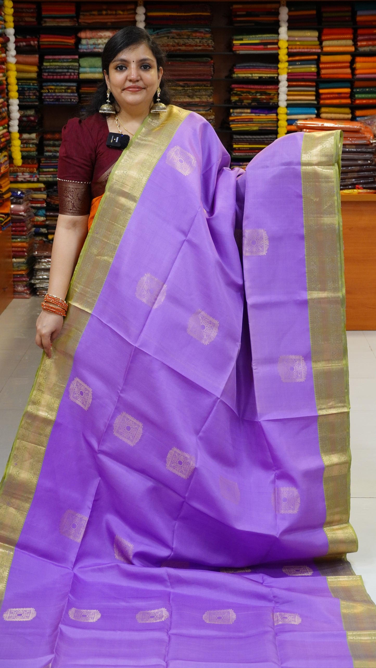 Pure Soft Silk Saree - Lavendar - Green
