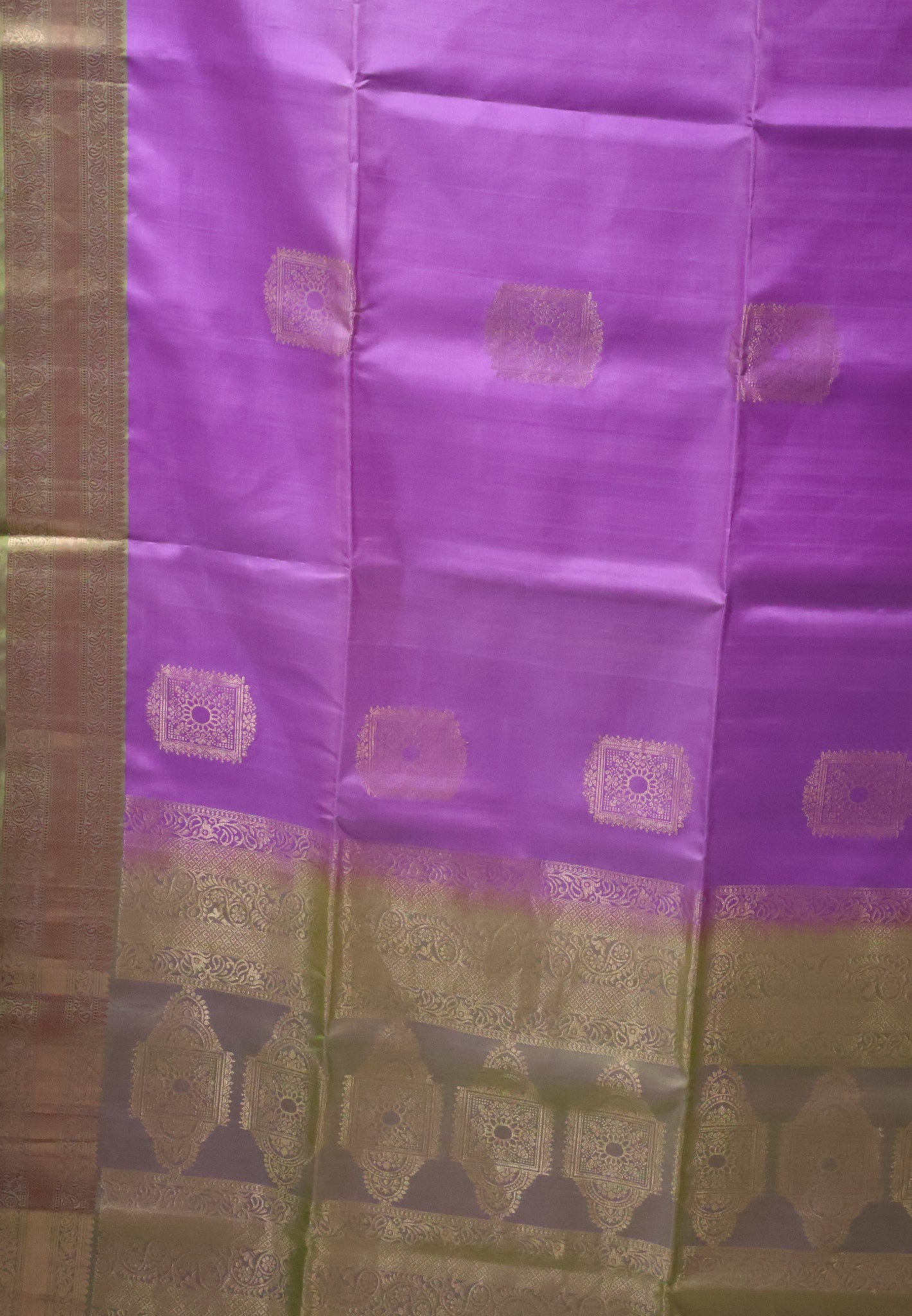 Pure Soft Silk Saree - Lavendar - Green